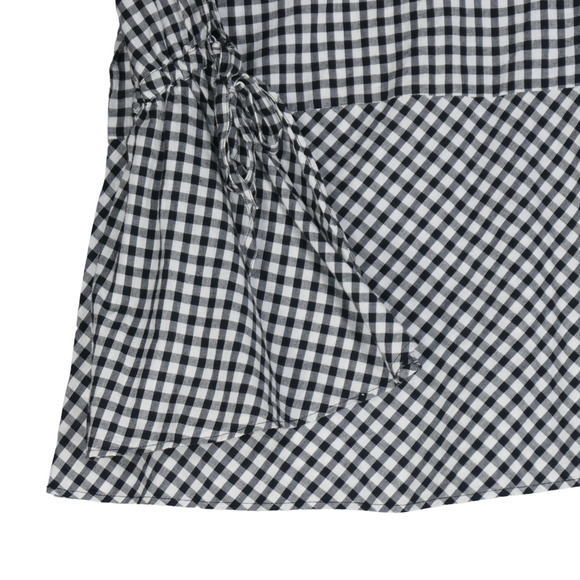 Ann Taylor Loft Blouse Women PS Small Petite Black White Gingham Split Sleeves - Picture 8 of 13